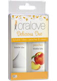 Lubricantes Oralove Delicious Duo Lickable Peaches And Cream de 1 onza, 2 unidades por juego