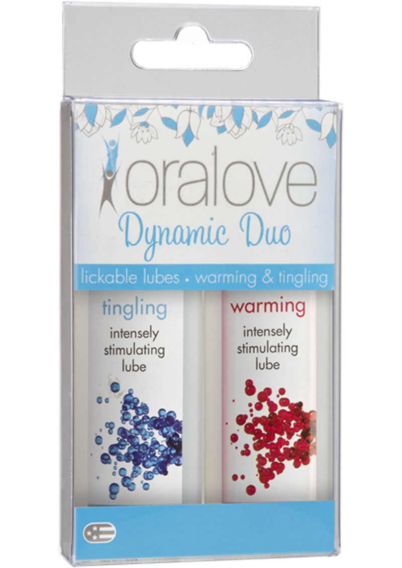 Lubricantes para lamer que producen calor y hormiguean Oralove Dynamic Duo, 1 onza, 2 unidades por juego