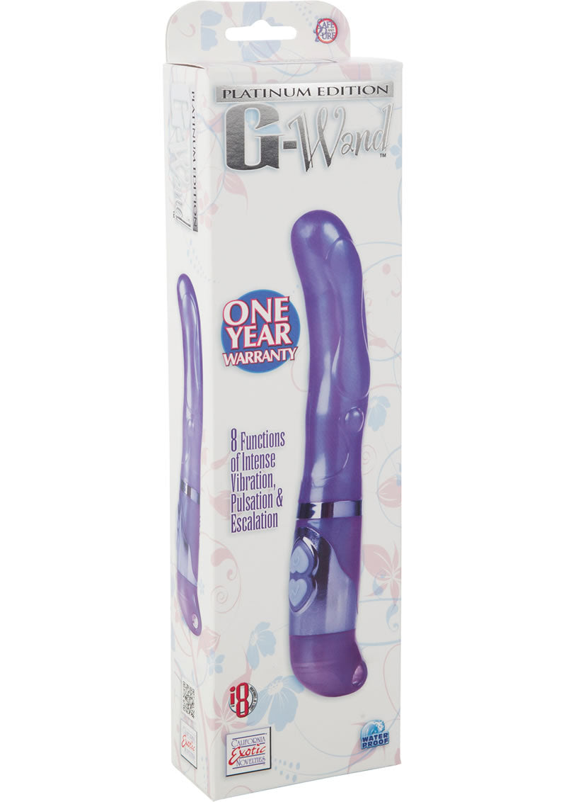 Vibrador G Wand Platinum Edition de 8 funciones, resistente al agua, morado, 5 pulgadas