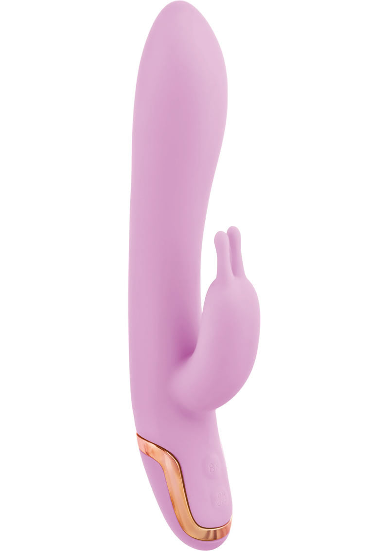 Vibrador de silicona Entice Isabella Rabbit, resistente al agua, color rosa, 5,25 pulgadas