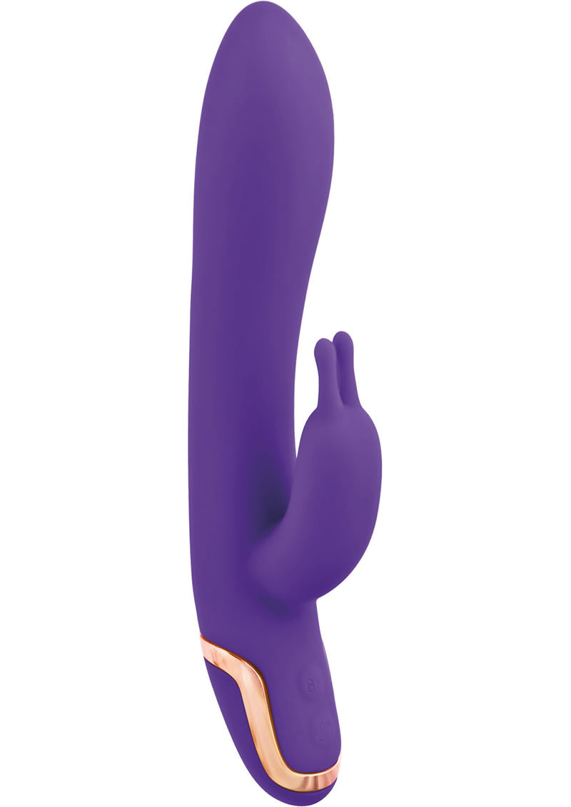 Vibrador de silicona Entice Isabella Rabbit, resistente al agua, morado, 5,25 pulgadas