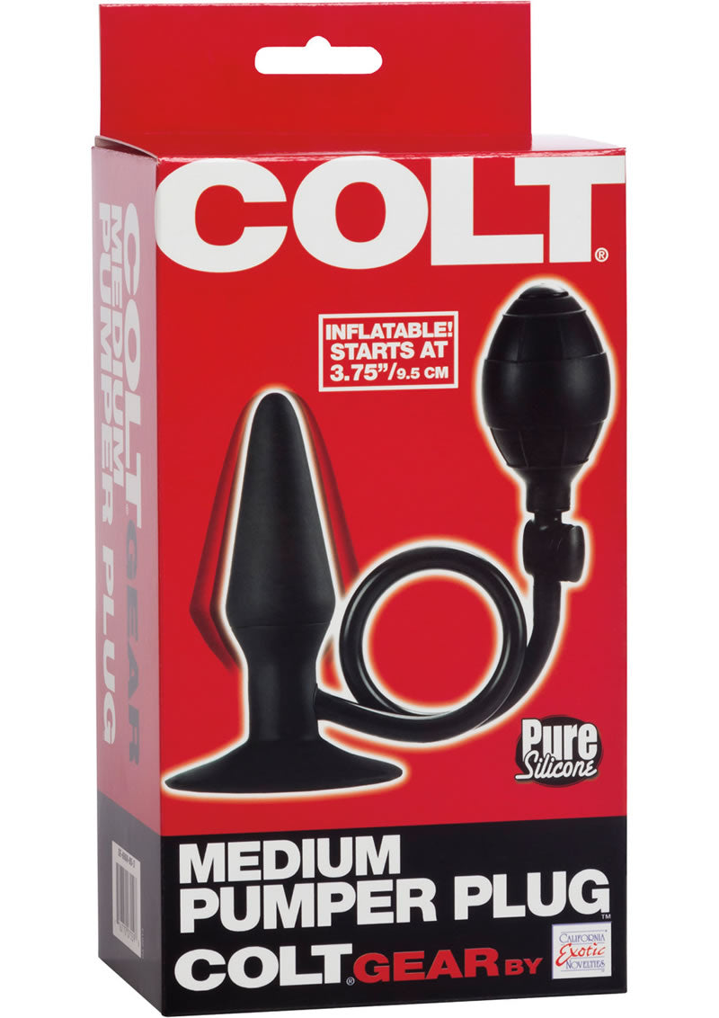 Tapón anal inflable de silicona Colt Medium Pumper Plug negro
