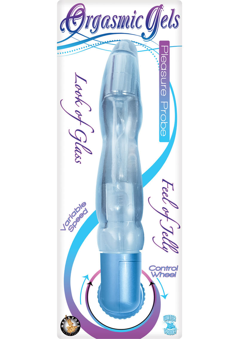 Orgasmic Gels Pleasure Probe Vibrator Waterproof Blue 6.5 Inch
