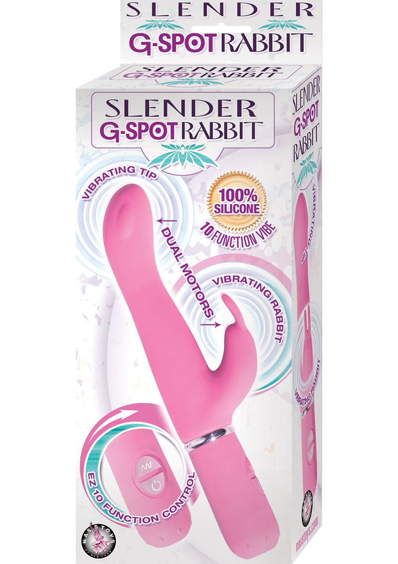 Slender G Spot Silicone Rabbit Waterproof Pink 8.37 Inch