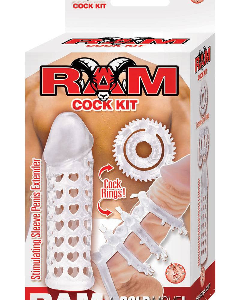 Ram Cock Kit Sleeve Extender And Cockrings Clear