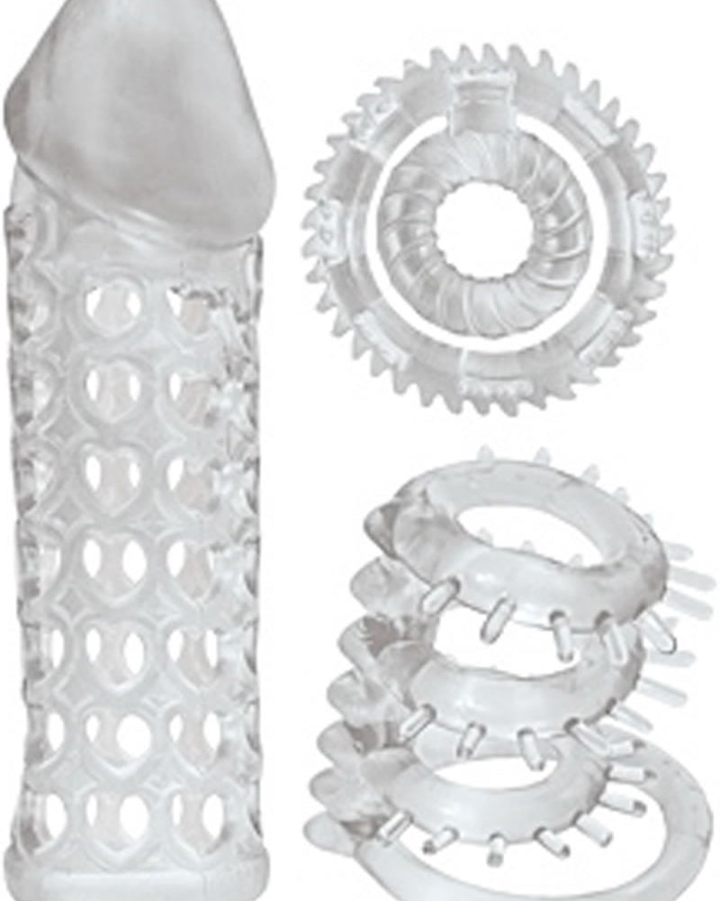 Ram Cock Kit Sleeve Extender And Cockrings Clear
