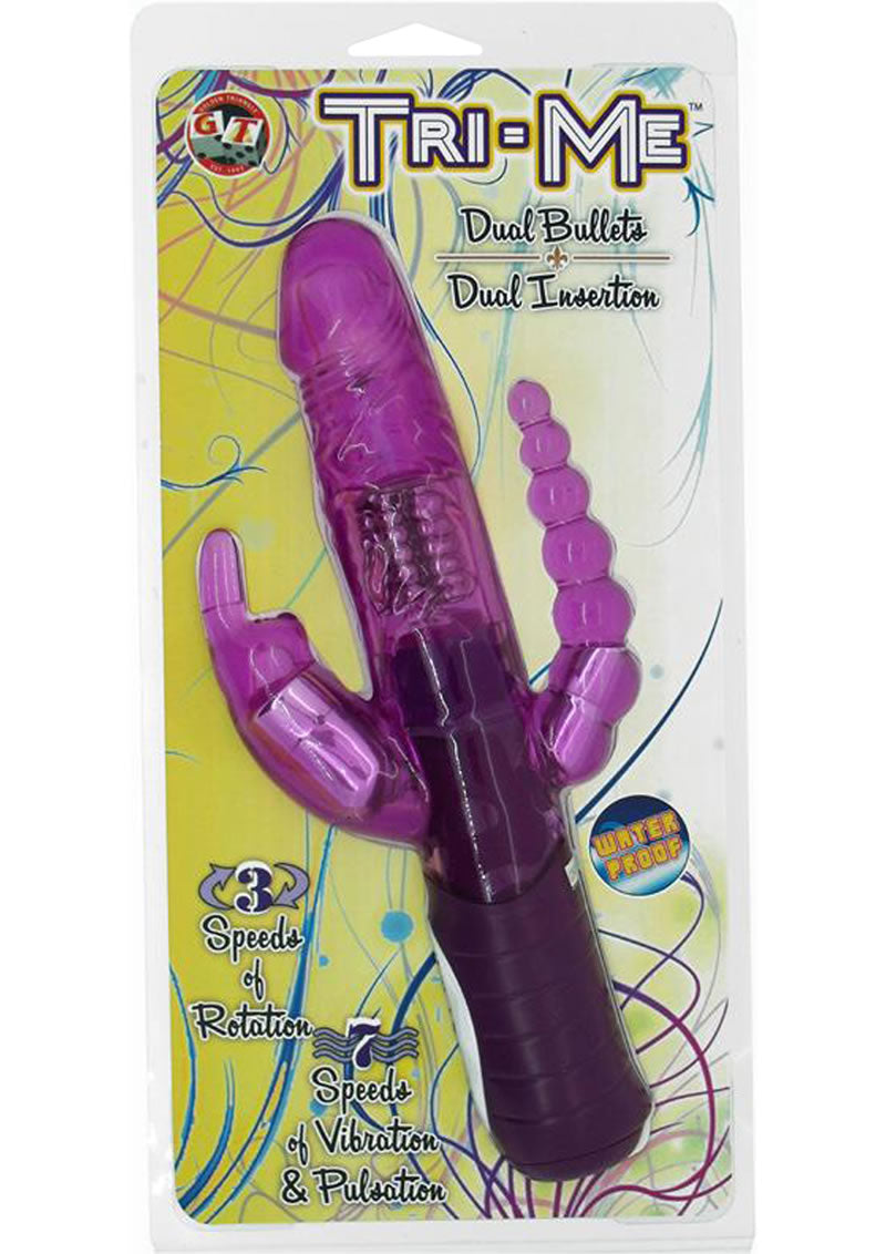 Vibrador de doble inserción Tri Me resistente al agua color lavanda