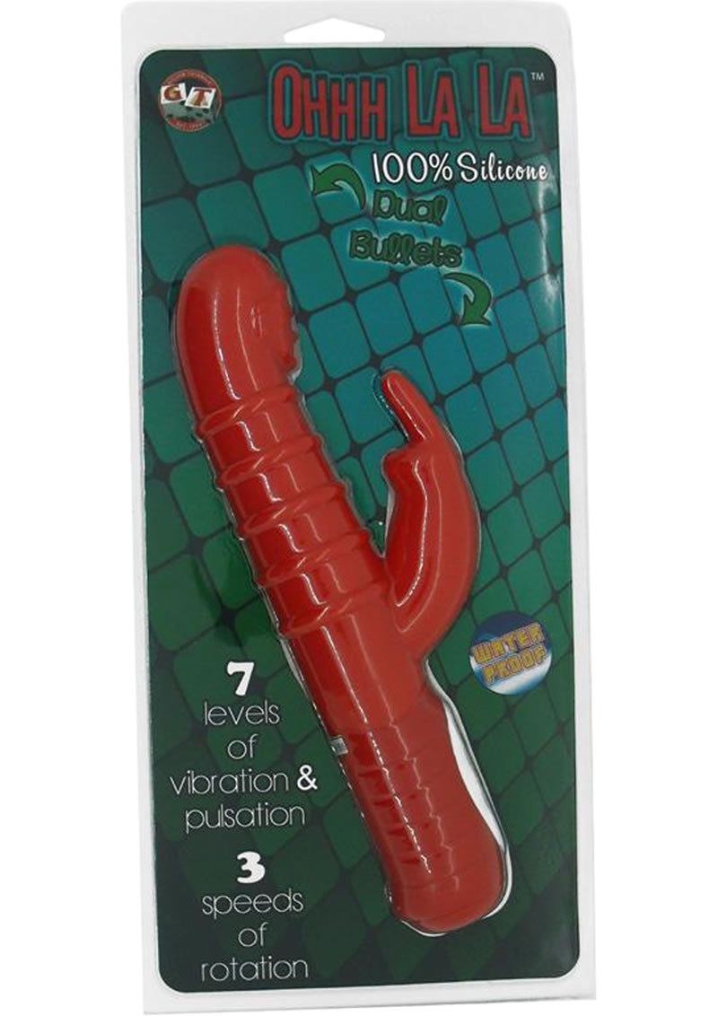 Vibrador de silicona Ohhh La La Dual Bullet, resistente al agua, color rojo