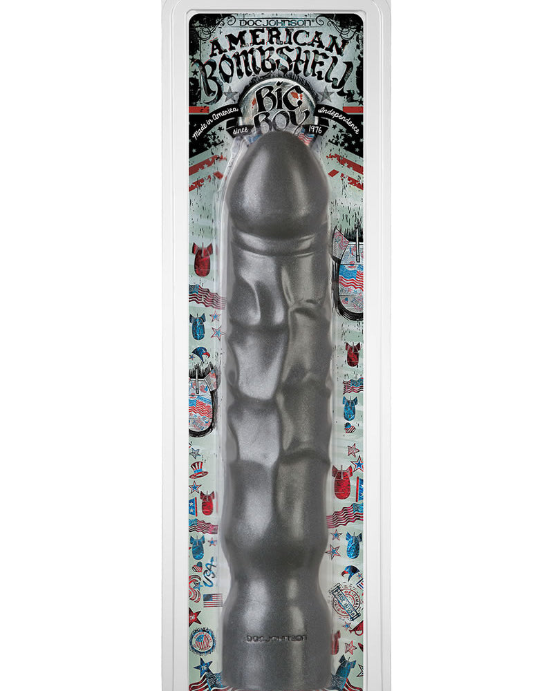 Consolador American Bombshell Big Boy gris de 12 pulgadas de largo y 7,2 pulgadas de circunferencia