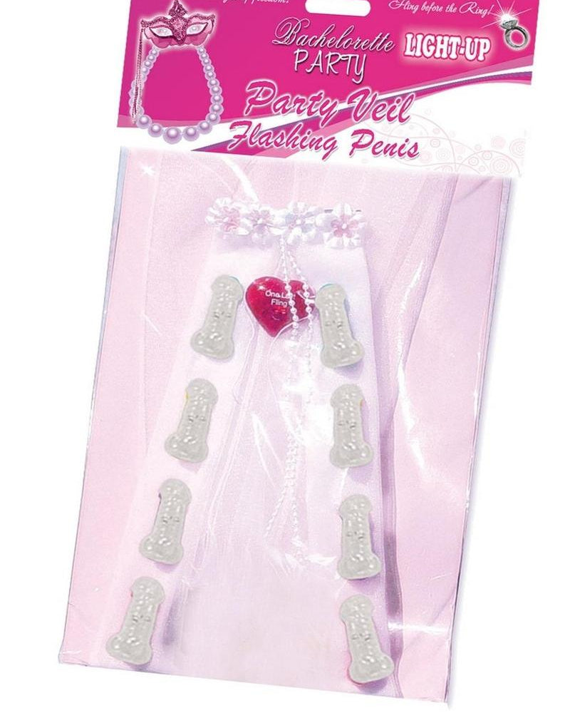 Bachelorette Party Light Up Party Veil Multi ColorFlashing Penis
