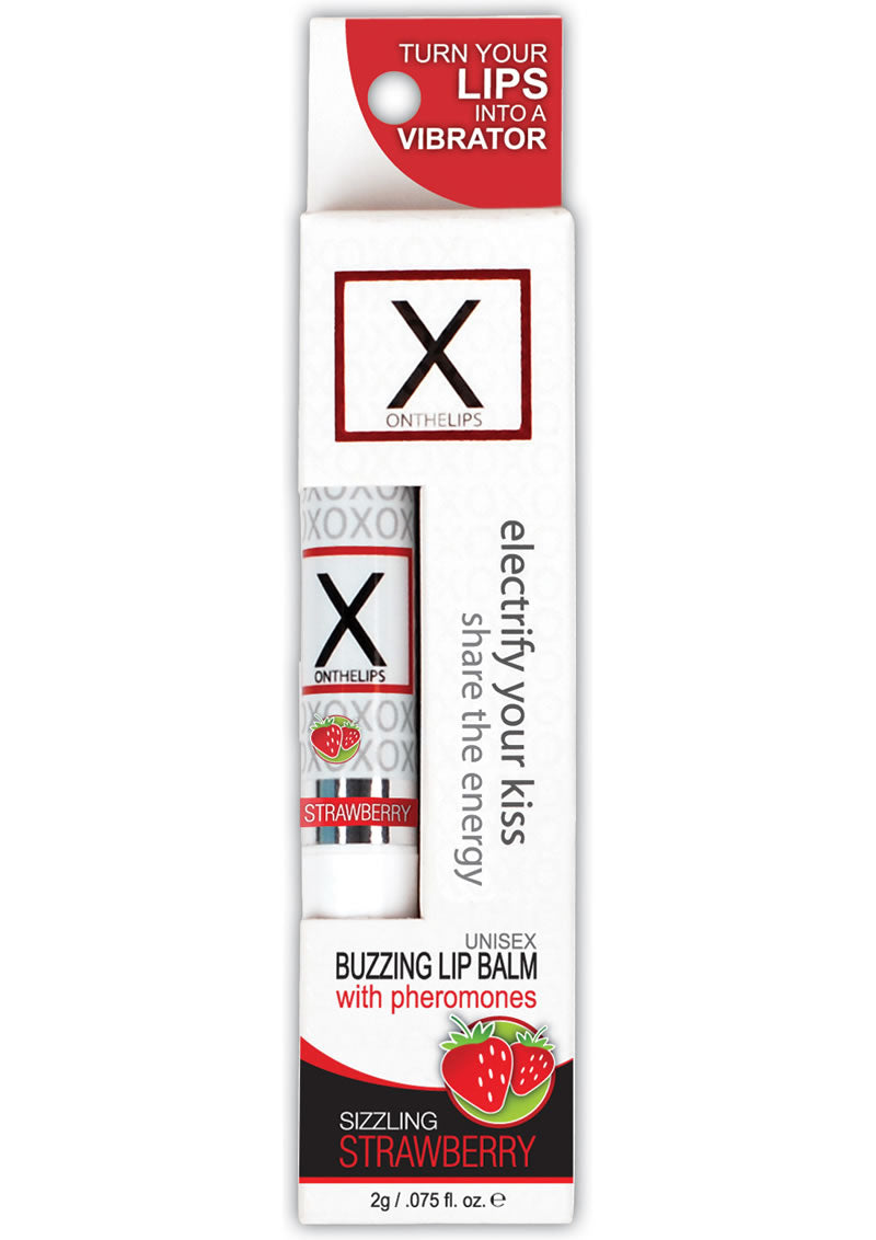 Bálsamo labial estimulante X On The Lips con feromonas Sizzling Strawberry, 0,75 onzas