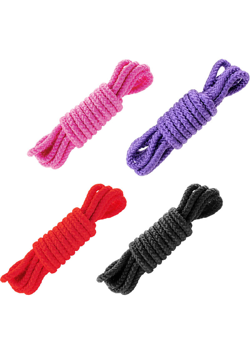 Fetish Fantasy Mini Silk Rope Counter Display Assorted Colors 6 Feet Each 30 Per Fish Bowl