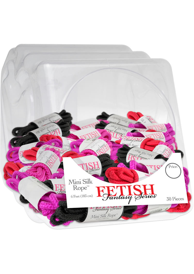 Fetish Fantasy Mini Silk Rope Counter Display Assorted Colors 6 Feet Each 30 Per Fish Bowl