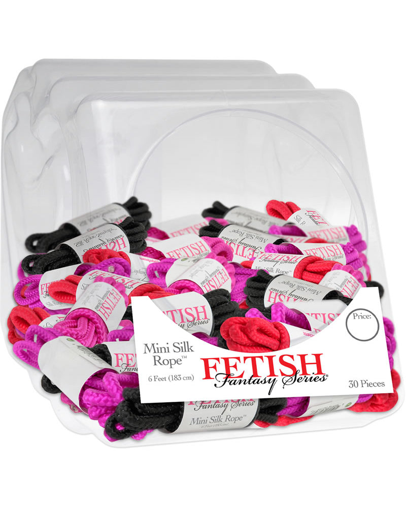 Expositor de minicuerdas de seda Fetish Fantasy en colores surtidos, 6 pies cada una, 30 por pecera