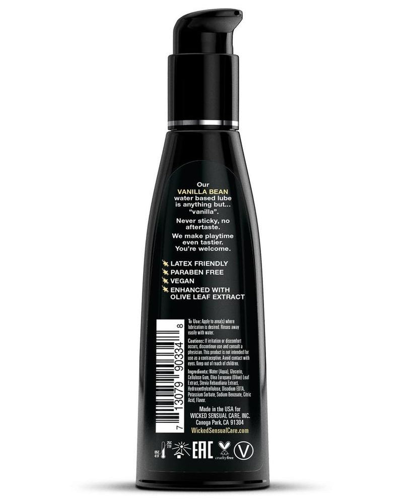 Lubricante a base de agua con sabor a vainilla Wicked Aqua, 4 onzas