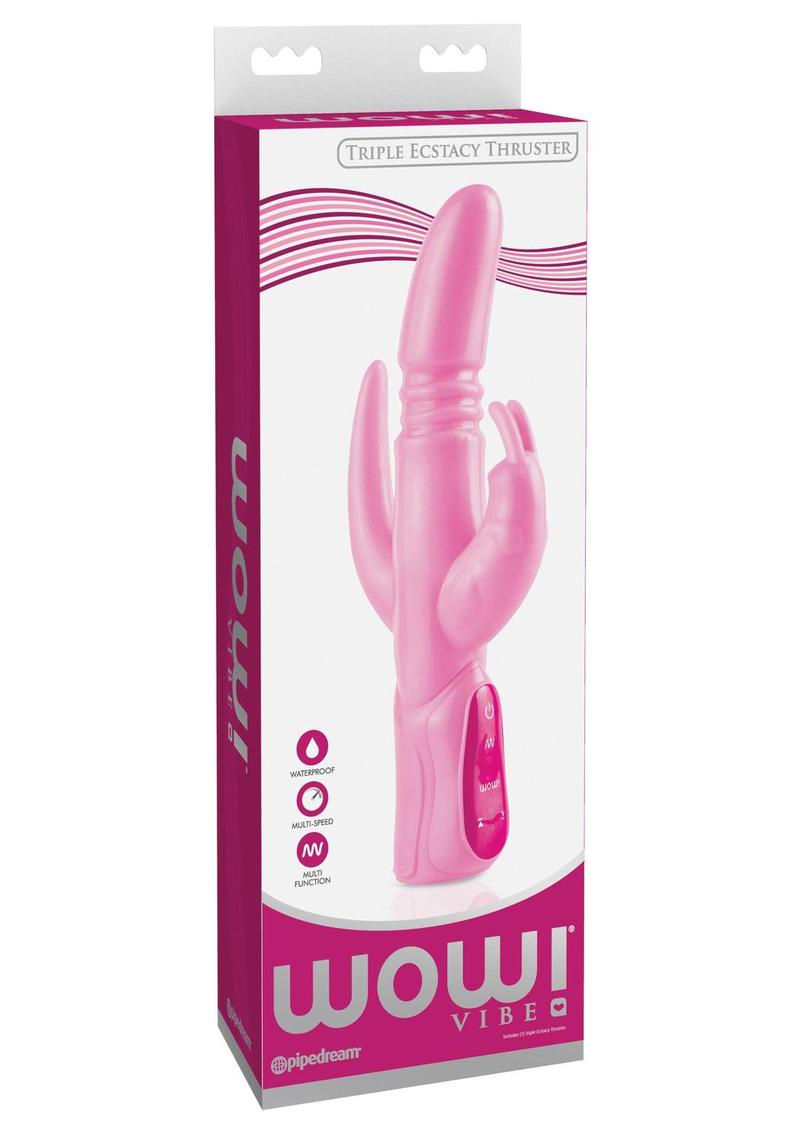 Wow Vibe Triple Ecstacy Thruster Silicona Conejo Impermeable Rosa 5.5 Pulgadas