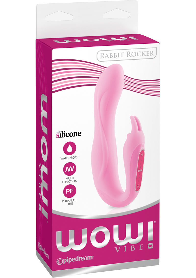 Wow Vibe - Balancín de silicona con forma de conejo, resistente al agua, color rosa, 6,25 pulgadas