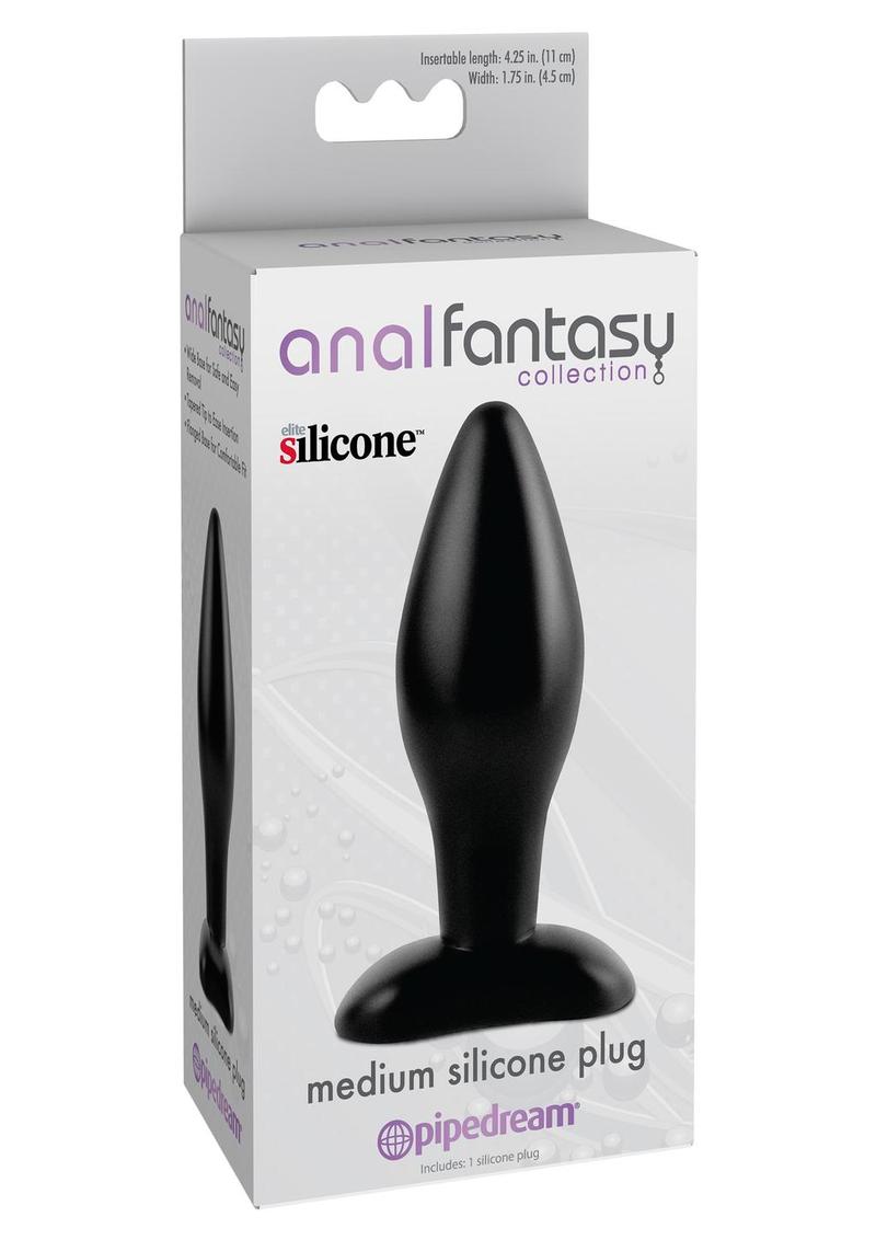 Anal Fantasy Collection Medium Silicone Plug Kit Black 4.25 Inch