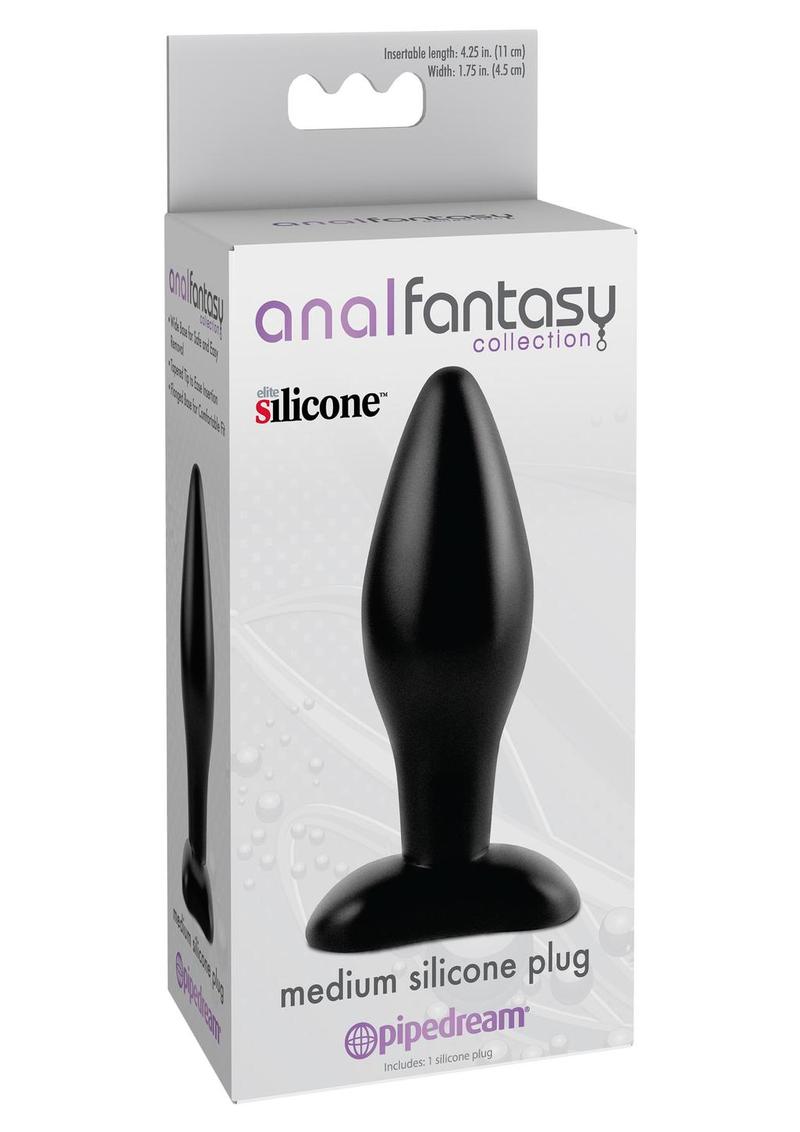 Kit de tapón anal de silicona de tamaño mediano de la colección Anal Fantasy, color negro, 4,25 pulgadas