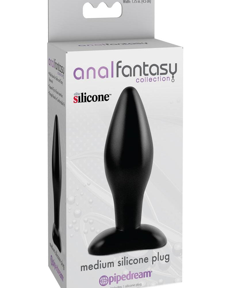 Anal Fantasy Collection Medium Silicone Plug Kit Black 4.25 Inch