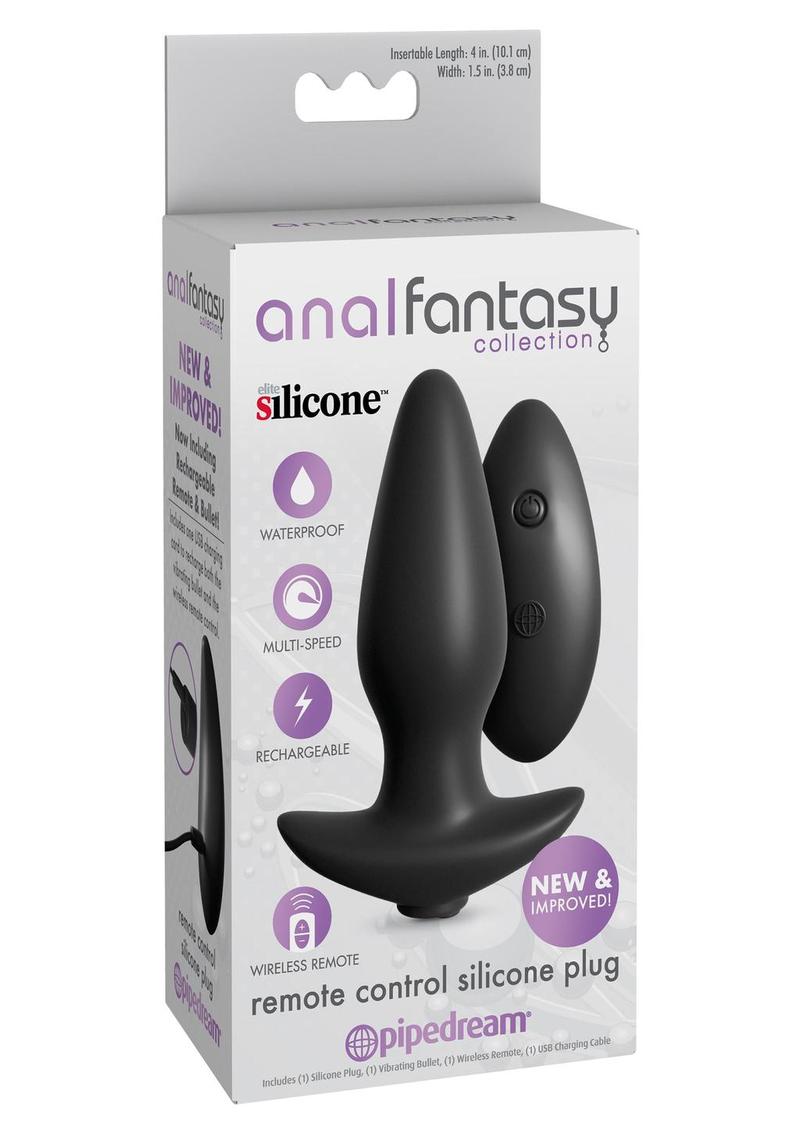 Anal Fantasy Collection Remote Control Silicone Plug Waterproof Black 4 Inch