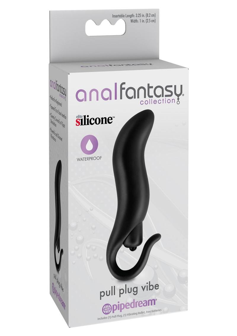 Anal Fantasy Collection Pull Plug Silicone Vibe Waterproof Black 3.25 Inch