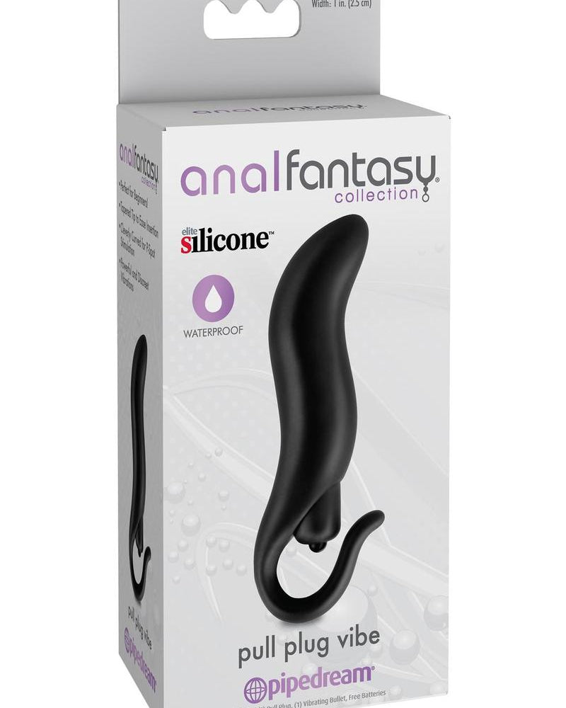 Anal Fantasy Collection Pull Plug Silicone Vibe Waterproof Black 3.25 Inch