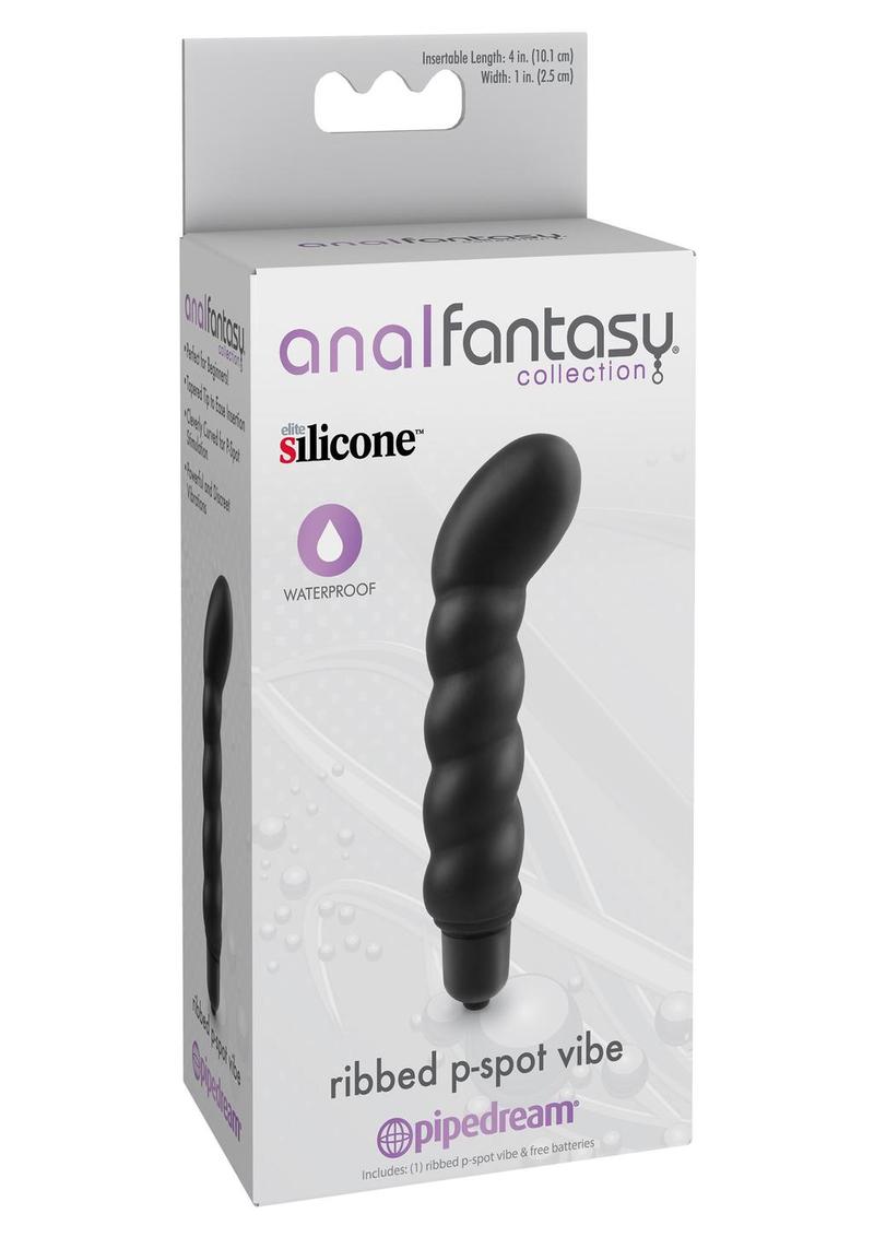 Anal Fantasy Collection Ribbed P-Spot Silicone Vibe Waterproof 4 Inch Black