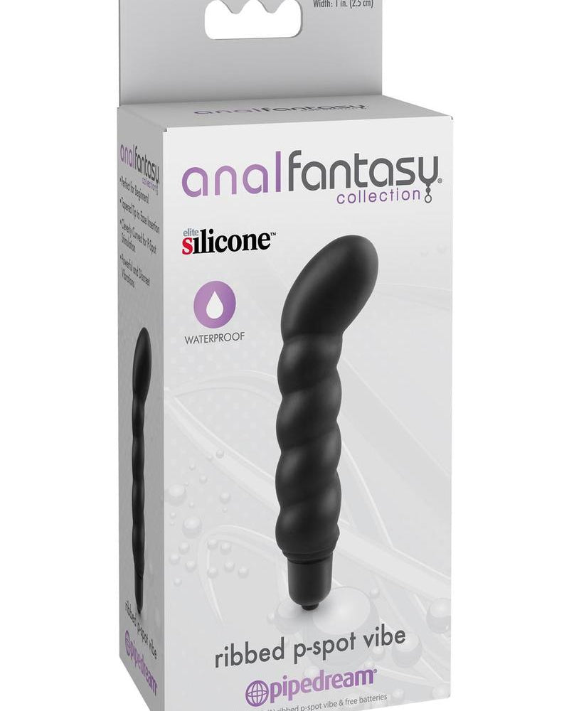 Anal Fantasy Collection Ribbed P-Spot Silicone Vibe Waterproof 4 Inch Black