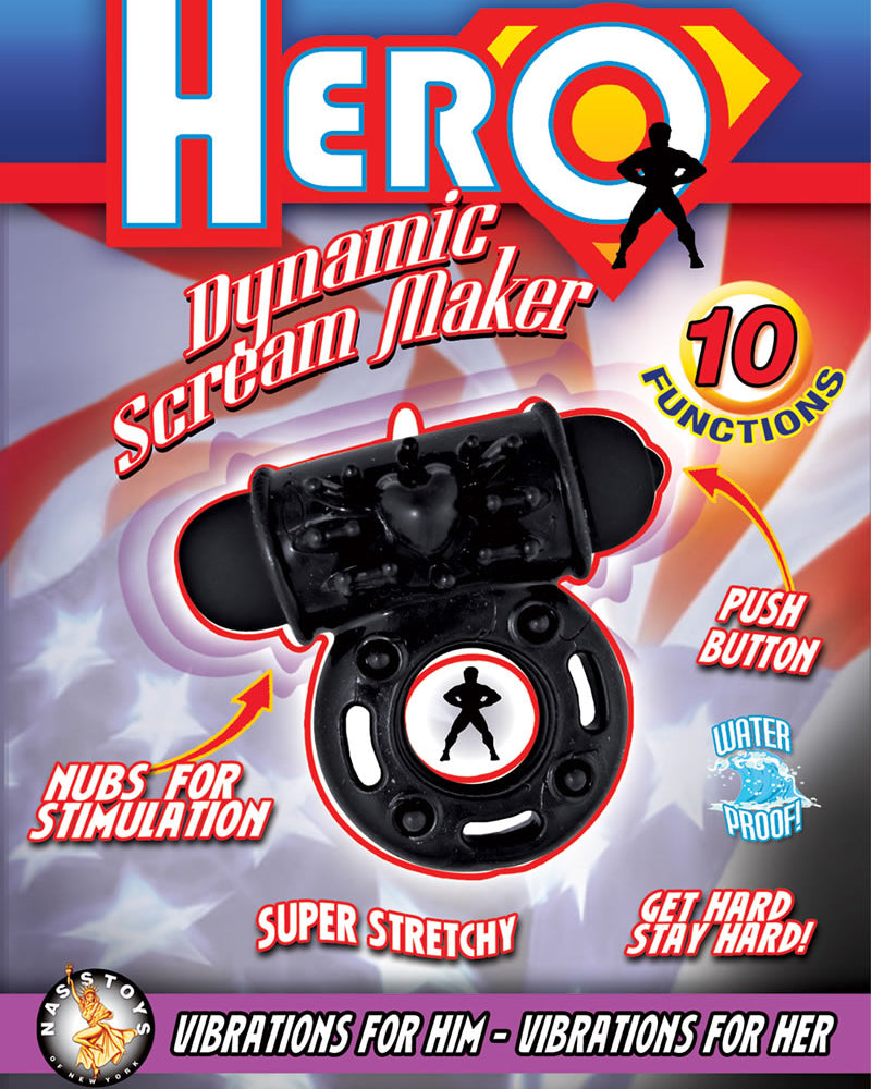 Hero Dynamic Scream Maker Cockring Waterproof Black