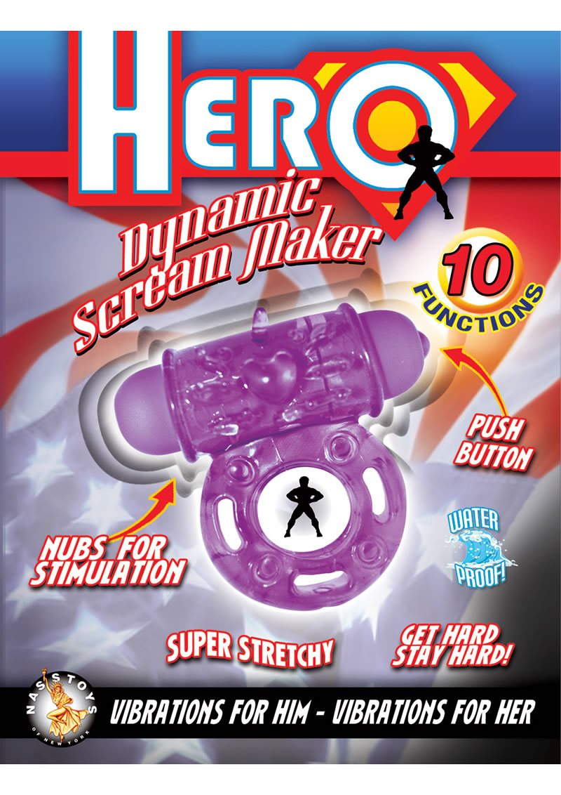 Anillo para el pene Hero Dynamic Scream Maker resistente al agua, morado