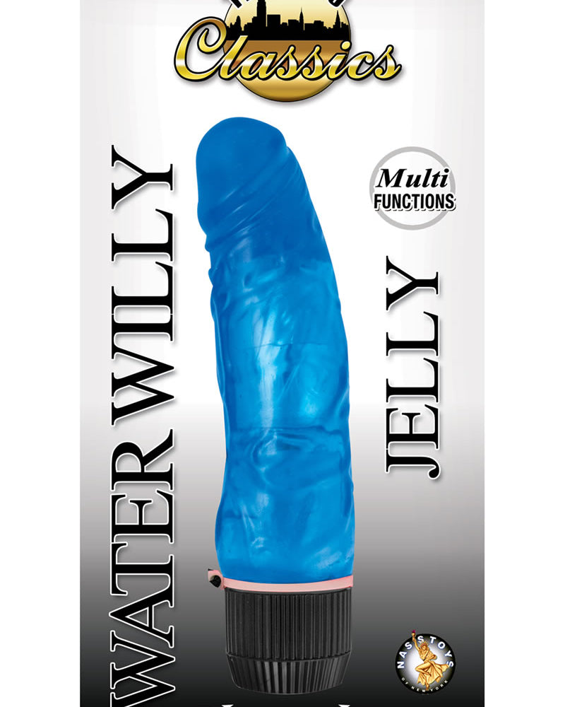 Vibrador clásico atemporal Water Willy Jelly Vibe impermeable azul de 7 pulgadas