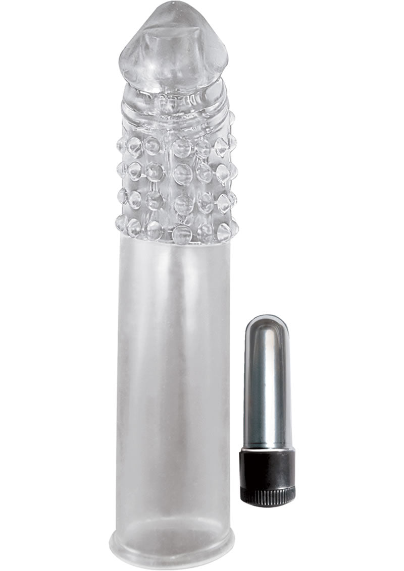 Extensor de pene vibrador Ram transparente de 7,5 pulgadas
