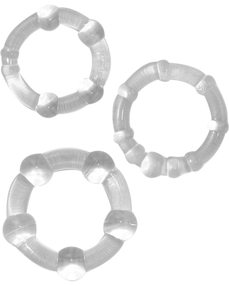 Ram Beaded Cockrings Clear 3 Assorted Sizes Per Set