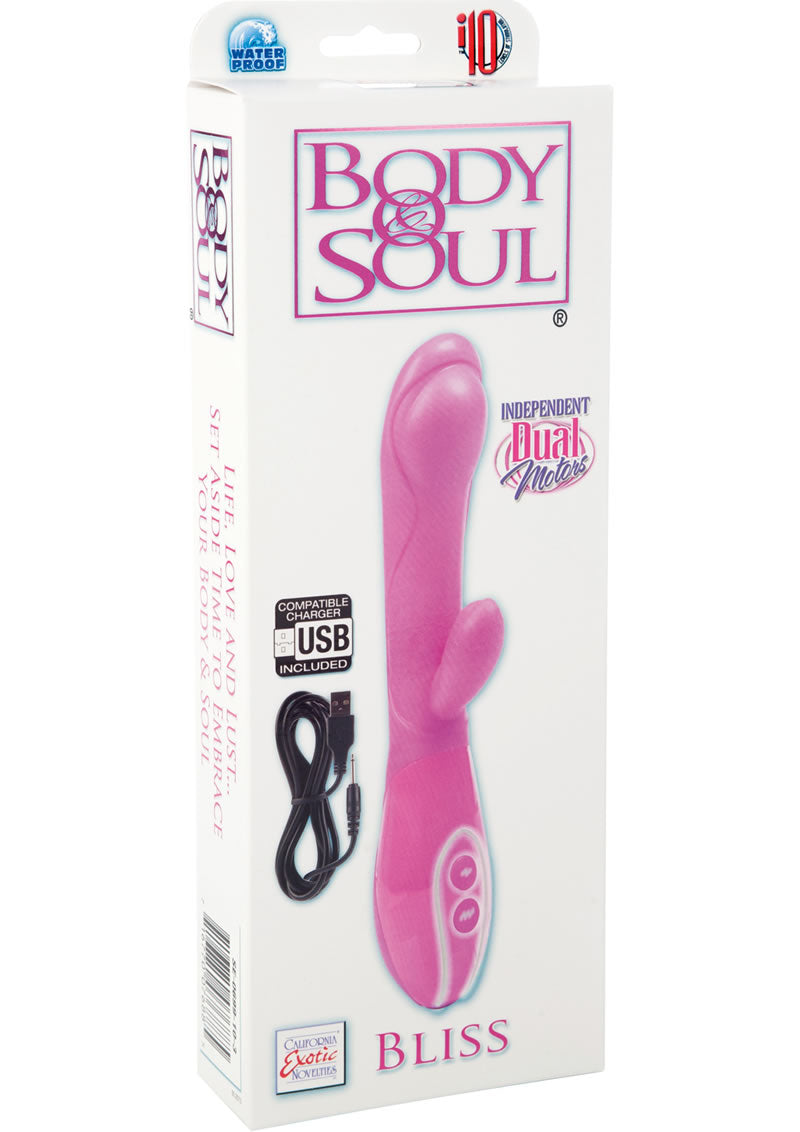 Vibrador doble recargable Body and Soul Bliss resistente al agua, color rosa, 3,75 pulgadas