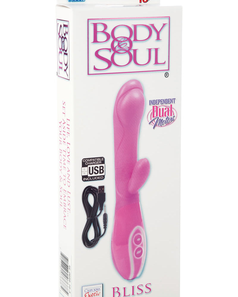 Vibrador doble recargable Body and Soul Bliss resistente al agua, color rosa, 3,75 pulgadas