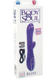 Vibrador doble recargable Body and Soul Bliss resistente al agua, morado, 3,75 pulgadas