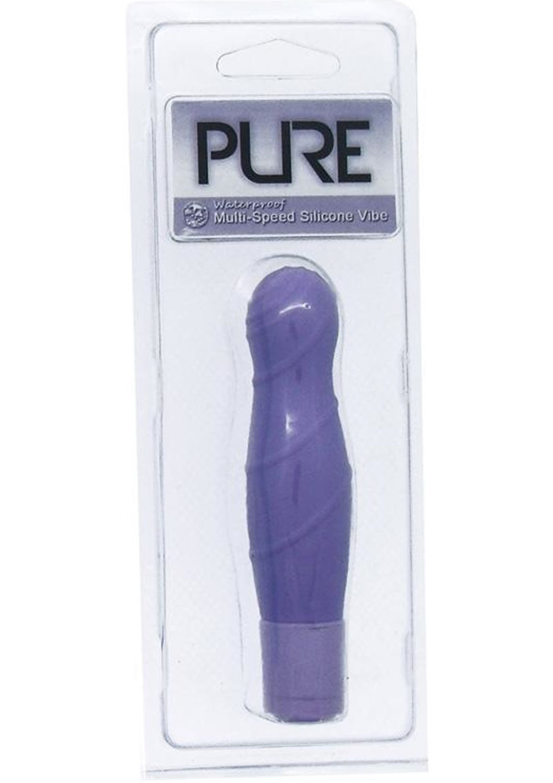 Vibrador de silicona de múltiples velocidades Pure Carress resistente al agua color lavanda de 4,25 pulgadas
