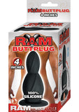 Ram Silicone Buttplug Waterproof Black 4 Inch