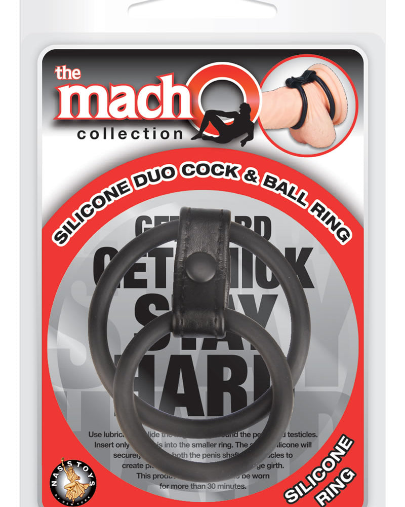 Macho Silicone Duo Cock And Ball Ring Black