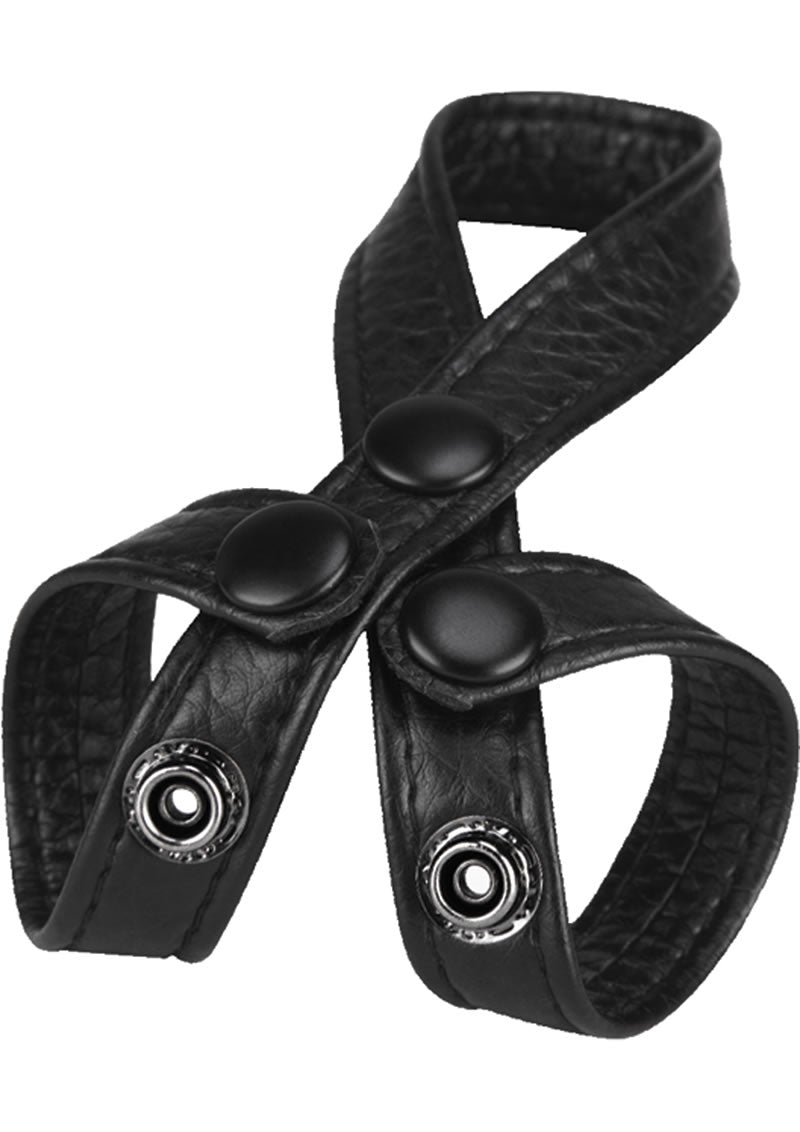 Macho 8 Style Ball Divider Cock Ring Adjustable Black