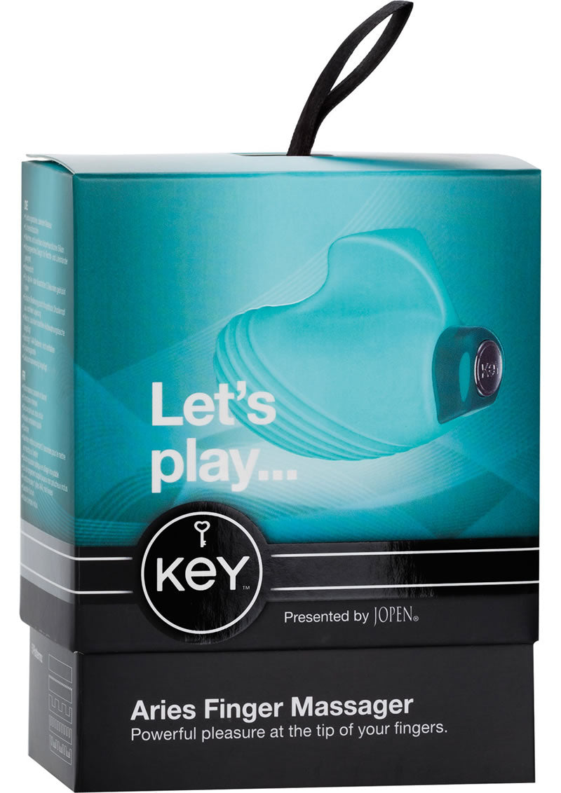 Key Aries Silicone Finger Massager Waterproof Robin Egg Blue 2.25 Inch