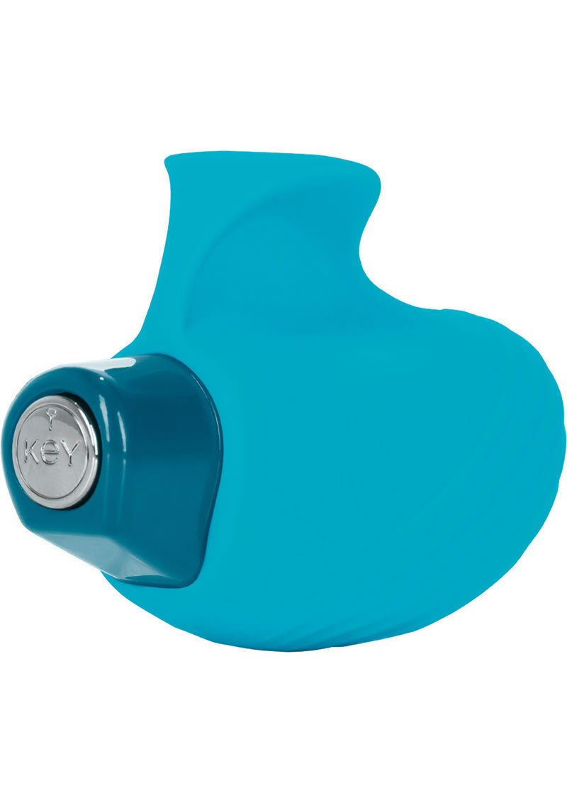 Masajeador de dedos de silicona Key Aries resistente al agua, color azul huevo de petirrojo, 2,25 pulgadas