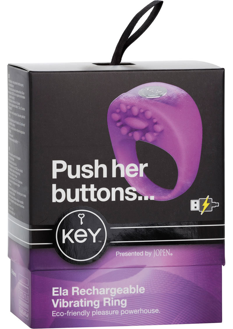 Key Ela Rechargeable Vibrating Silicone Ring Waterproof Lavender