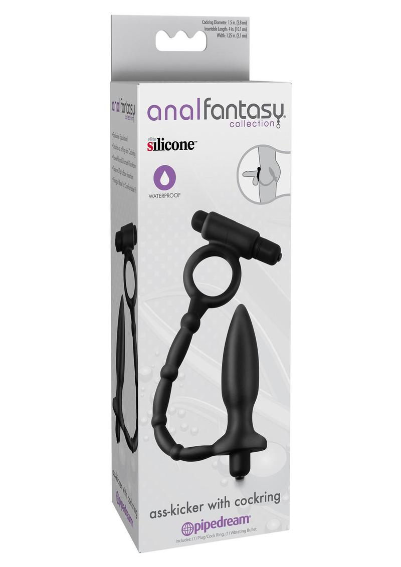 Anal Fantasy Collection Silicone Ass Kicker Plug With Cockring Waterproof Black