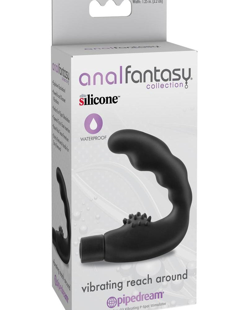 Anal Fantasy Collection Vibrating Reach Around Silicone Massager Waterproof Black 4.25 Inch