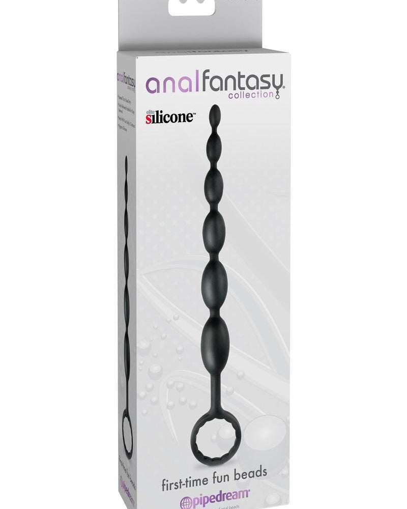 Anal Fantasy Collection Silicone First Time Fun Beads 8.25 Inch Black