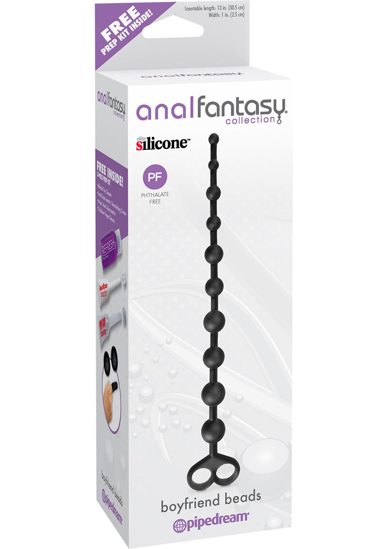 Anal Fantasy Collection Silicone Boyfriend Beads Black 12 Inch