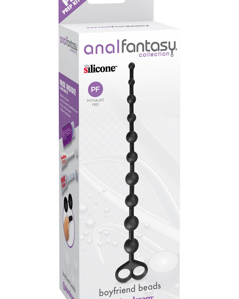Anal Fantasy Collection Silicone Boyfriend Beads Black 12 Inch