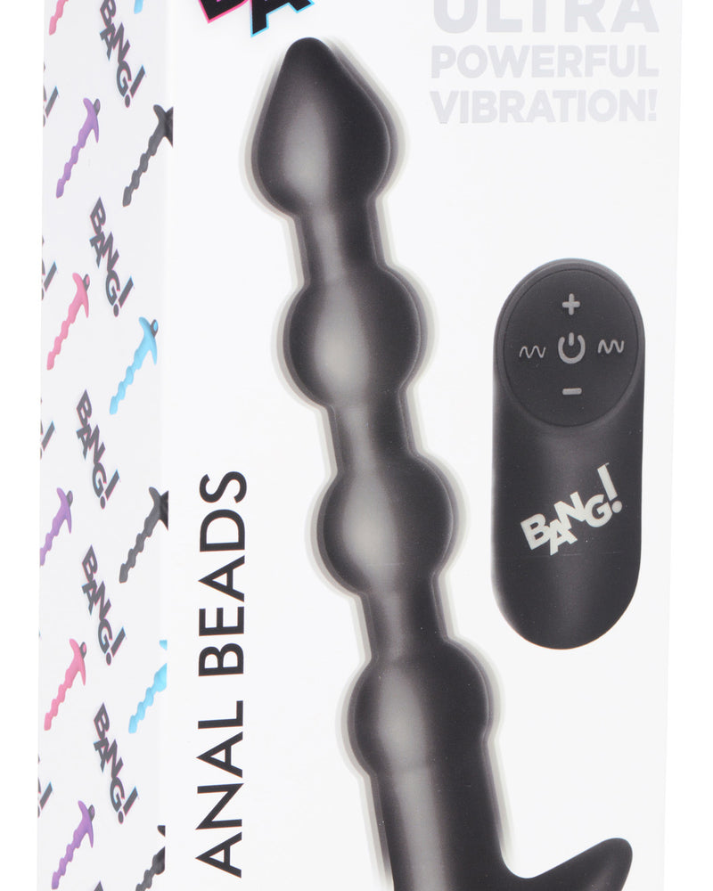 Bang - Vibrating Silicone Anal Beads and Remote Black